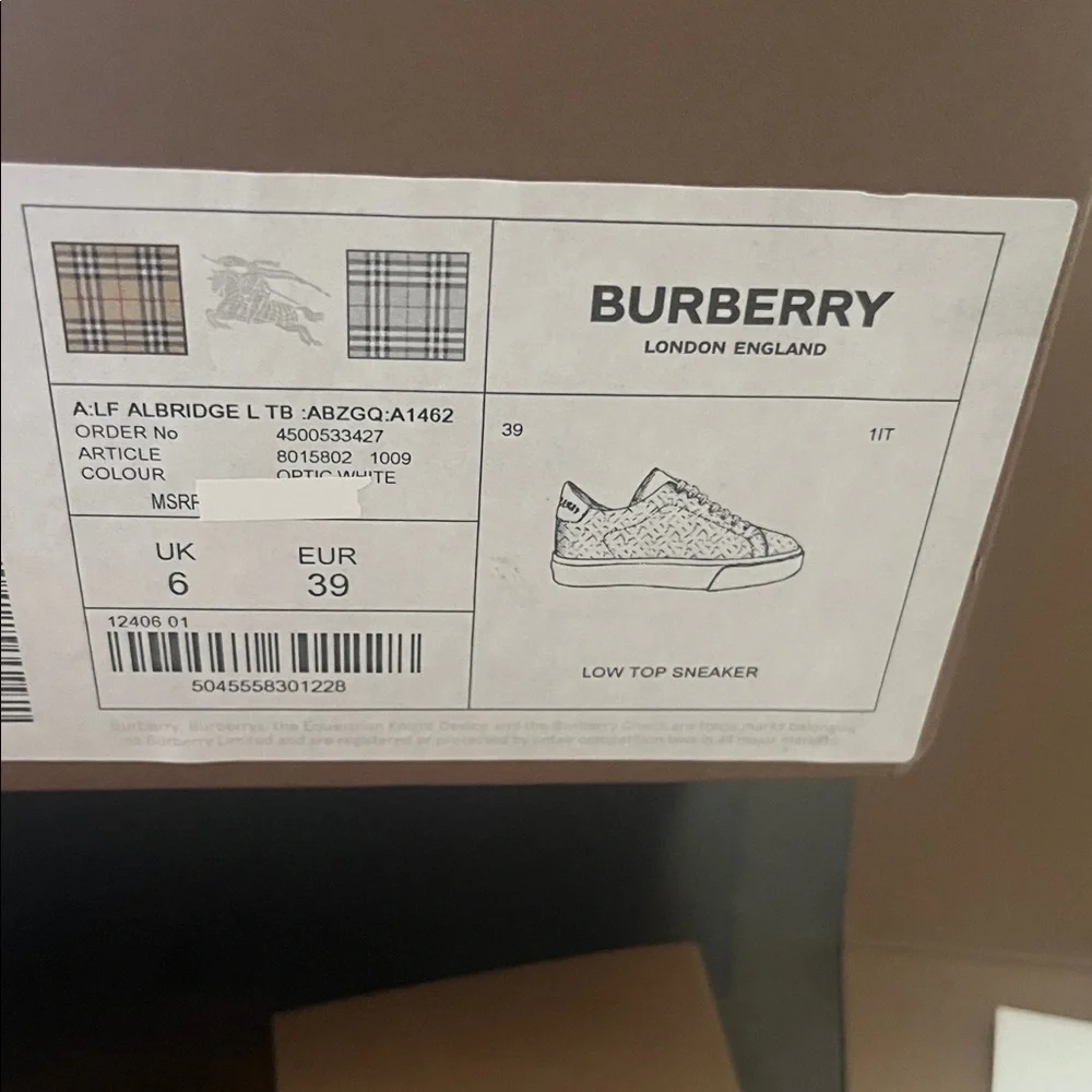 Burberry White Quilted Leather Low-Top Sneakers - Picture 6 of 7